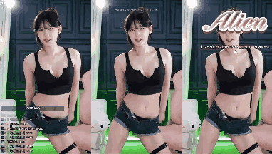 검정 민소매 + 팬티급 청핫팬츠...골반 돌리기 고라니율