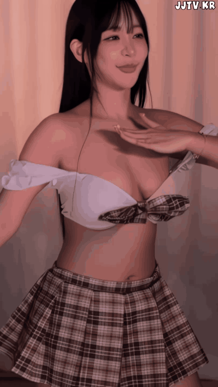 BJ 하루S2 리본 달린 교복 튜브탑 언더붑 슴부먼트 대박
