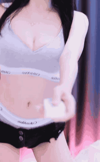회색 CK 브라에 빤스 착용한 하리미 미드 바운스 난사