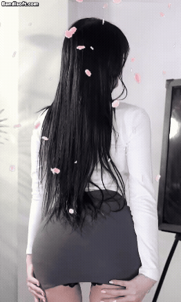 스쿨룩 회색 교복치마 엉덩이 검정 레이스 팬티 한갱
