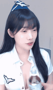스튜어디스 코스프레한 별비 제복 오픈 가슴골 ㅗㅜㅑ